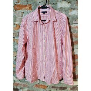 Lands End Womens Plus Size 18 Blouse Shirt Top Pink Stripes
